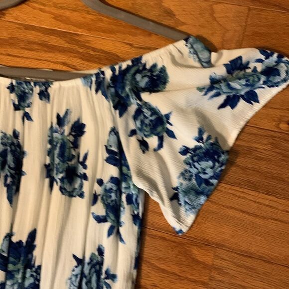 Peach Love lined (mini) floral maxi dress.  On/off shoulder - Picture 9 of 9